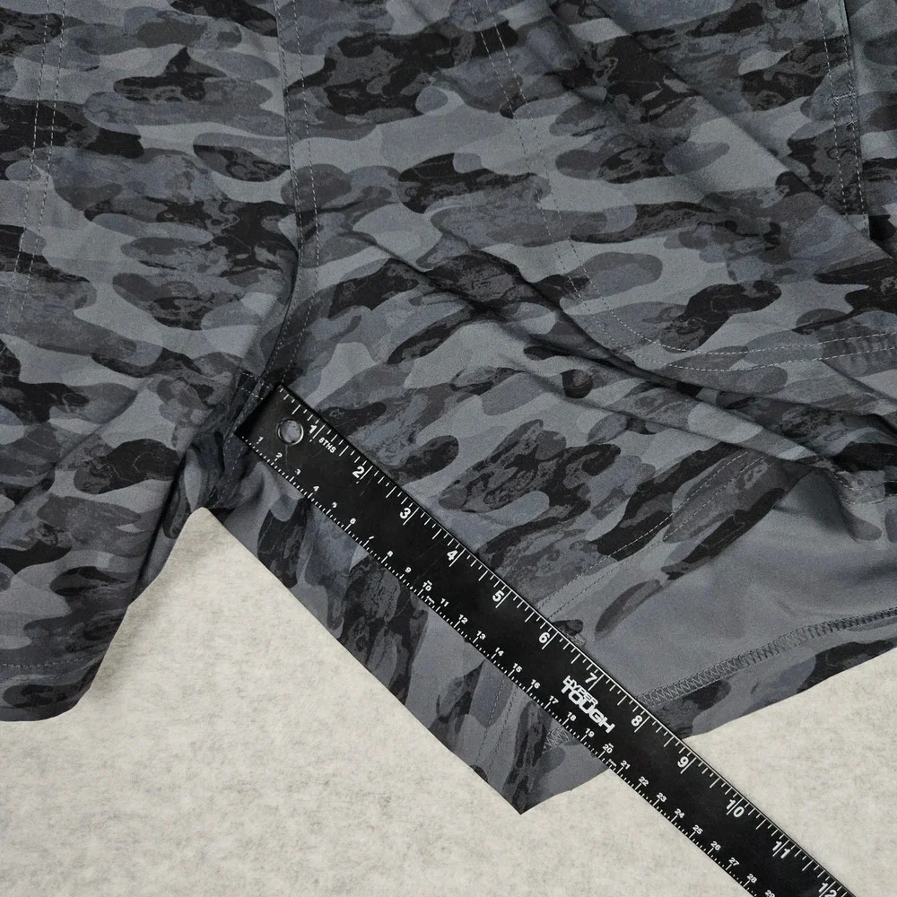 Free Fly Men Large Gray Shorts Breeze Active Camo Lined Athletic Gym Performance